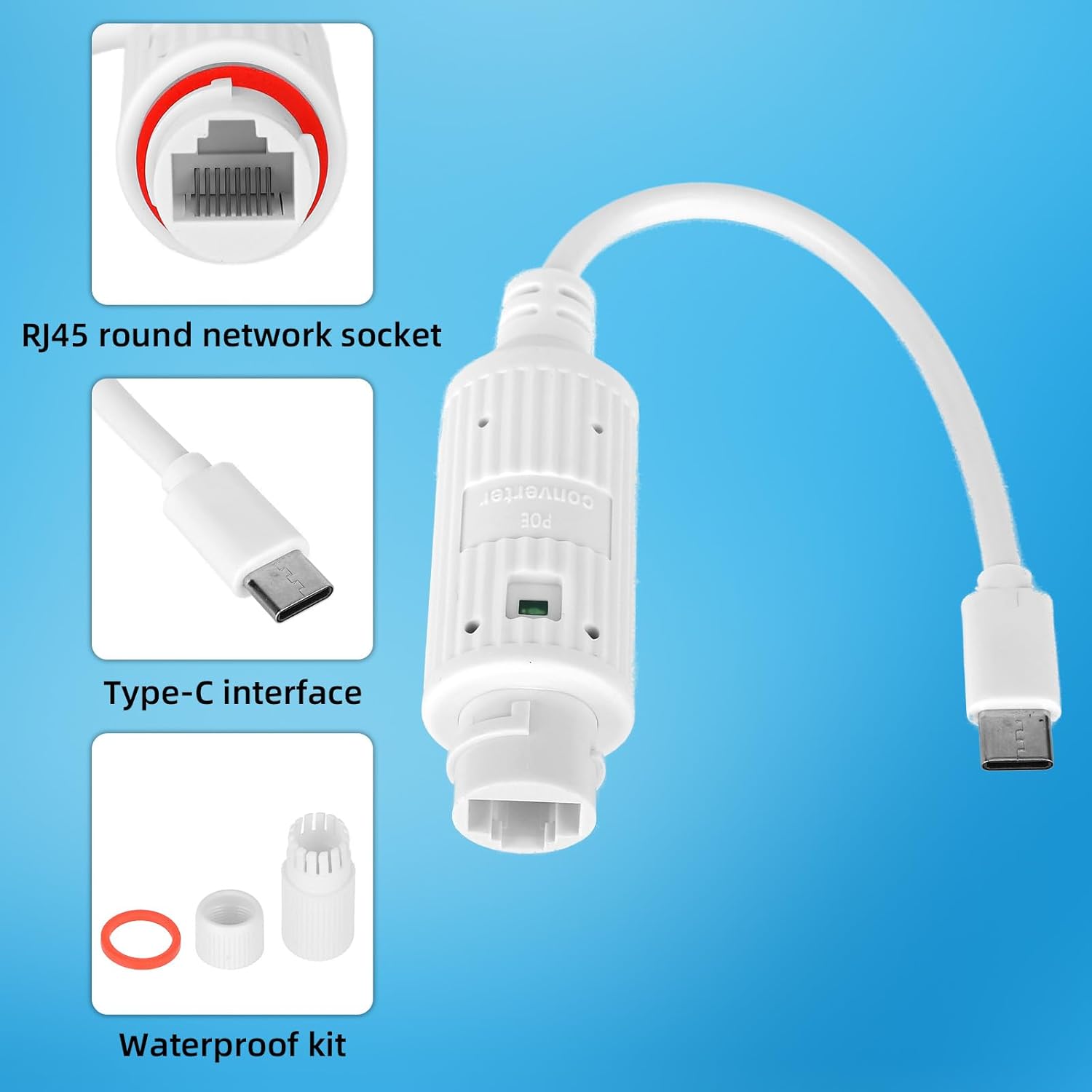 Outdoor Power Adapter Usb C - محول طاقة POE إلى USB-C مقاوم